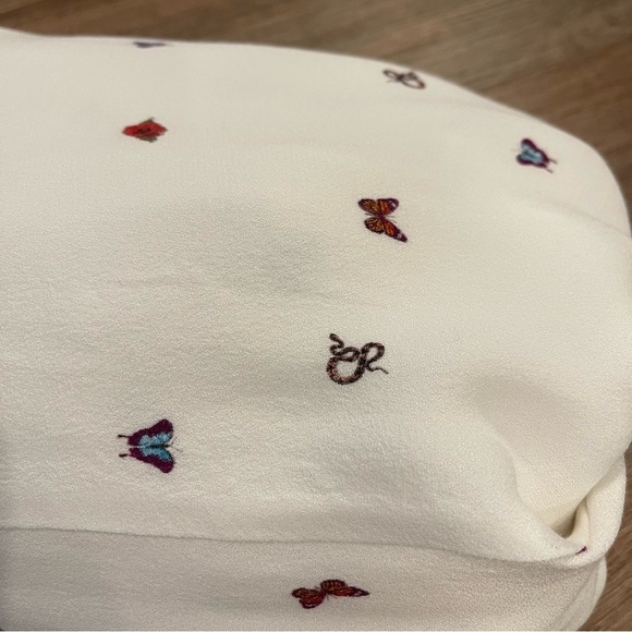 AFRM Midi Wrap Dress Women’s Small White  Ruffles Butterflies Snakes Feminine - Picture 10 of 11